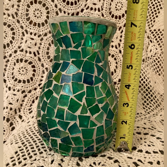 Green Mosaic Tile Style Craft Vase - Picture 12 of 13